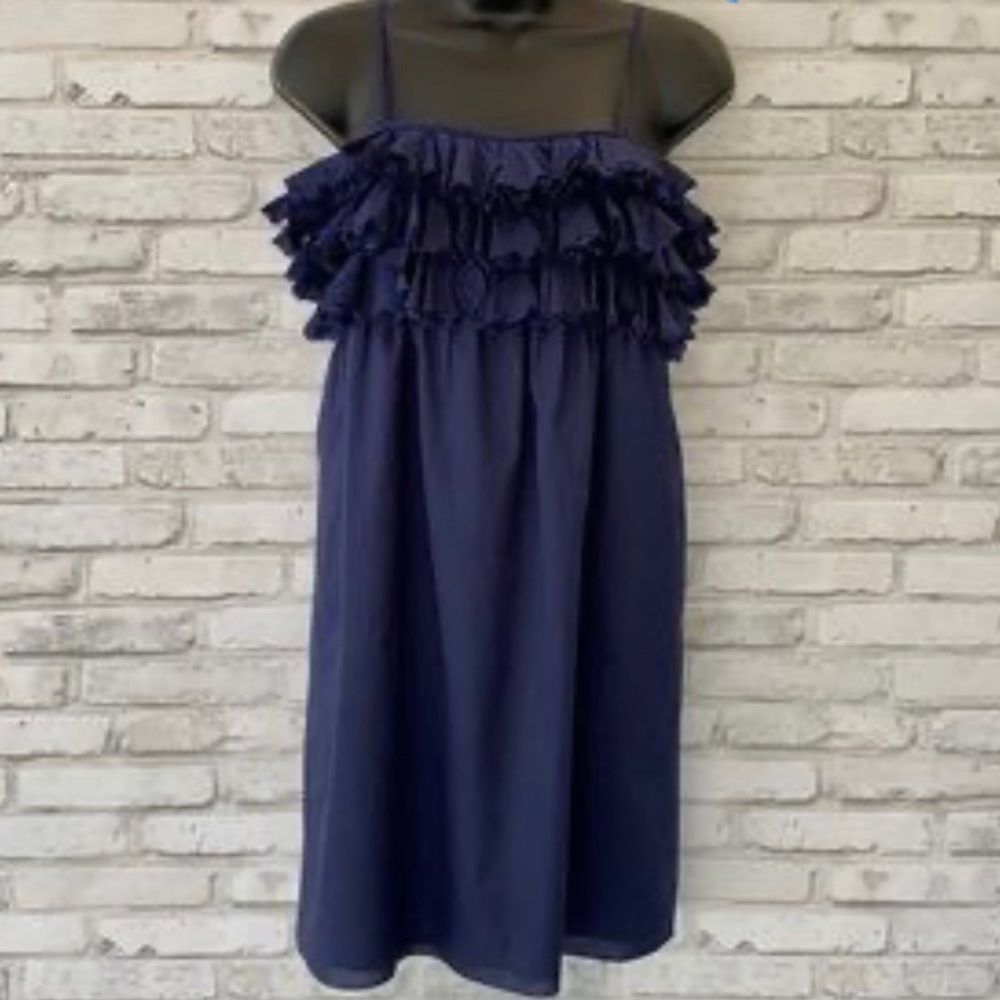 Women’s Preppy J. Crew navy ruffled dress.  Super cute. Size large